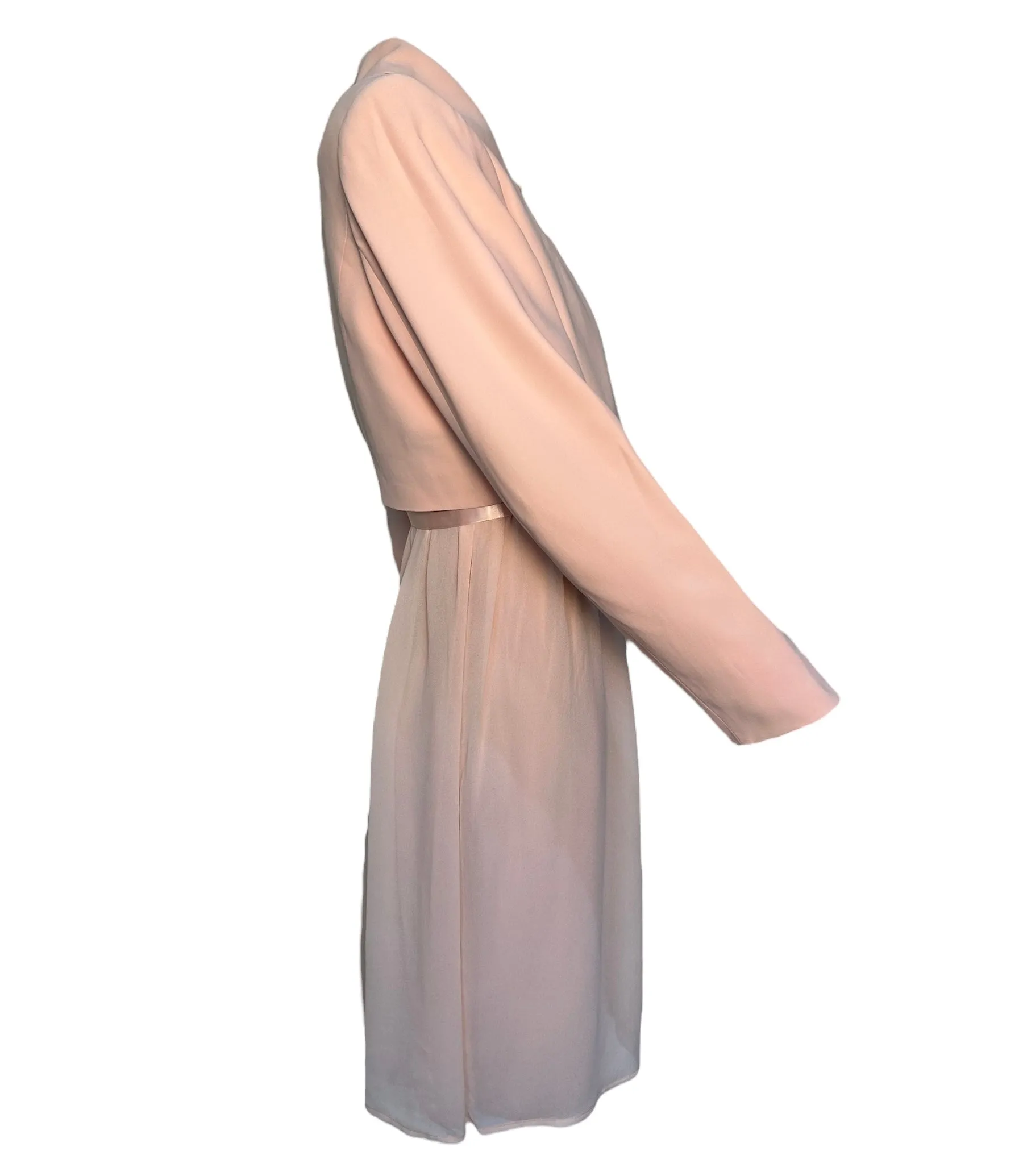 MaxMara Blush Chiffon Babydoll Dress with Matching Jacket