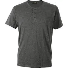Mens Henley T-Shirt Short Sleeve