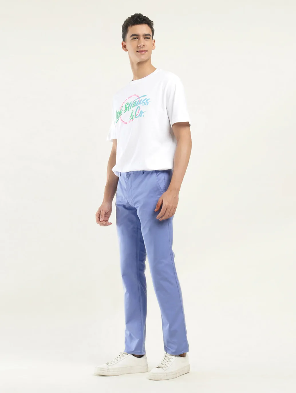 Men's Light Blue Slim Fit Chinos