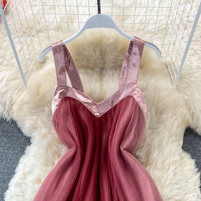 Mesh Broadband Gradient Slip Dress
