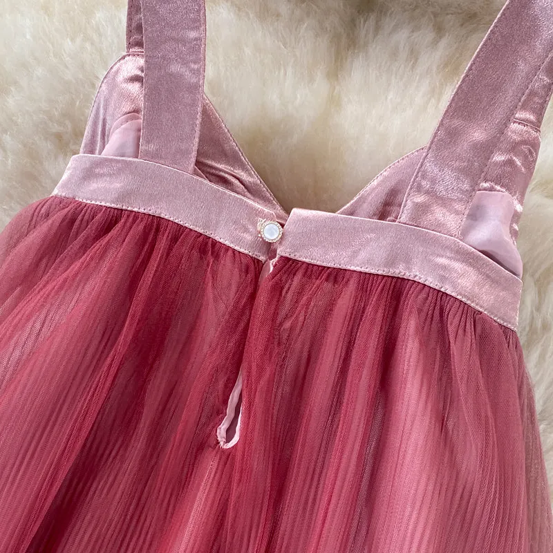 Mesh Broadband Gradient Slip Dress