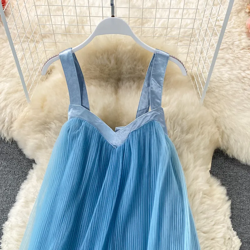 Mesh Broadband Gradient Slip Dress