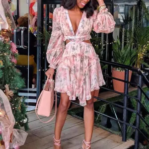 Mesh Ruffle Floral Dress