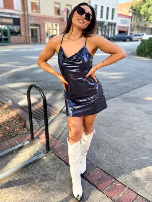 Midnight Metallic Slip Dress