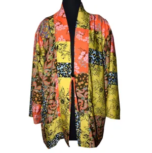 Multicolor print Polyester Silk Short Kimono Jacket