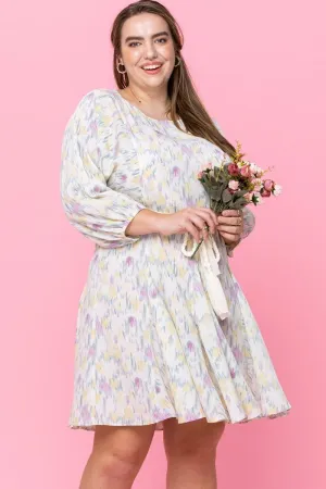 Off White Abstract Printed Mini Swing Woven Dress