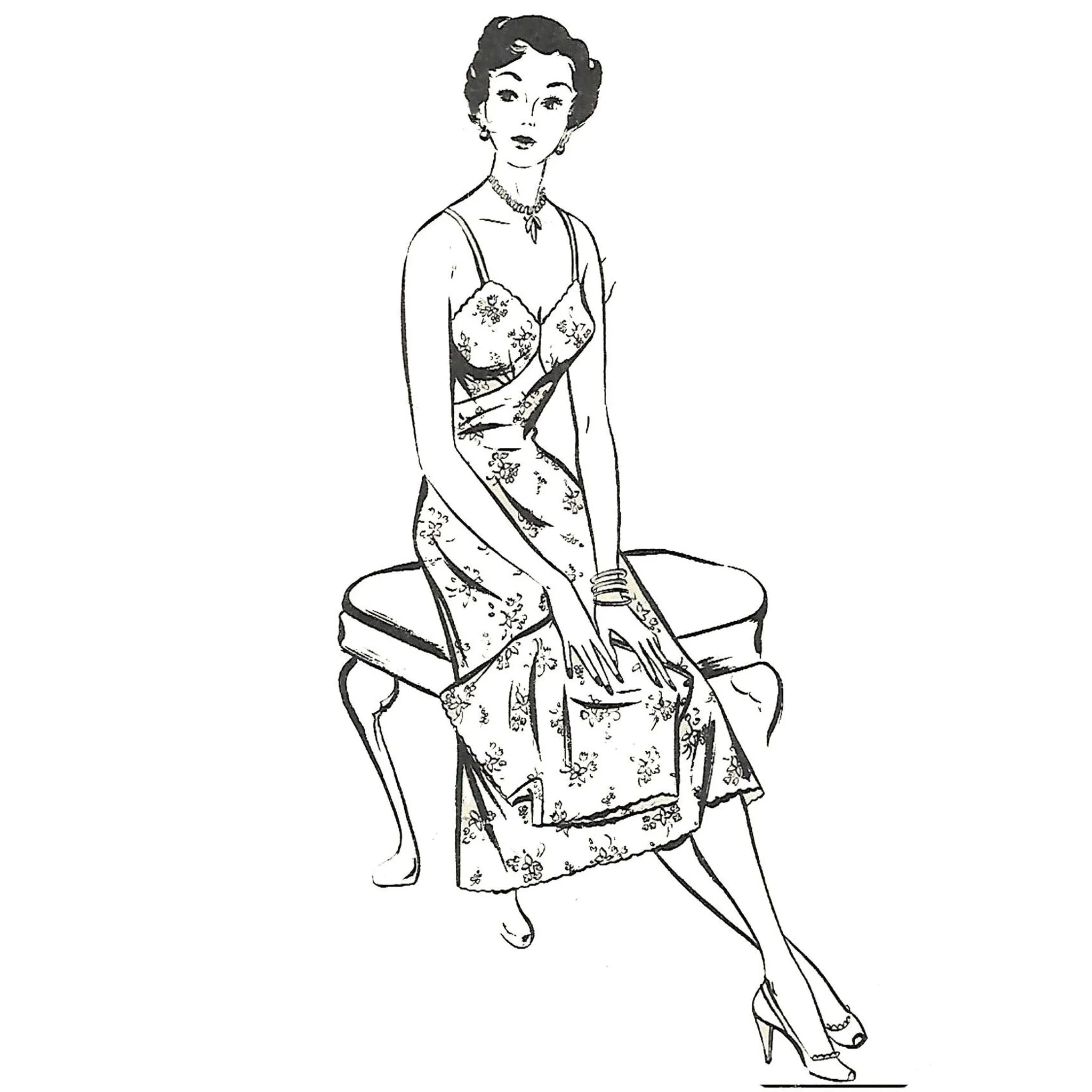 PDF - Vintage 1950s Pattern - Slip & Knicker -  Bust 38" (96.5cm) - Instantly Print at Home