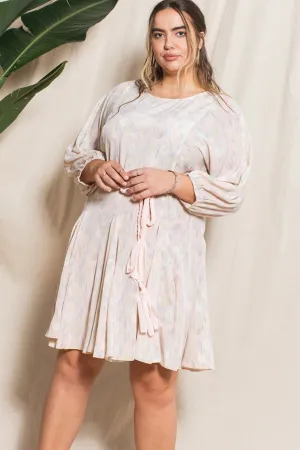 Pink Abstract Printed Mini Swing Woven Dress