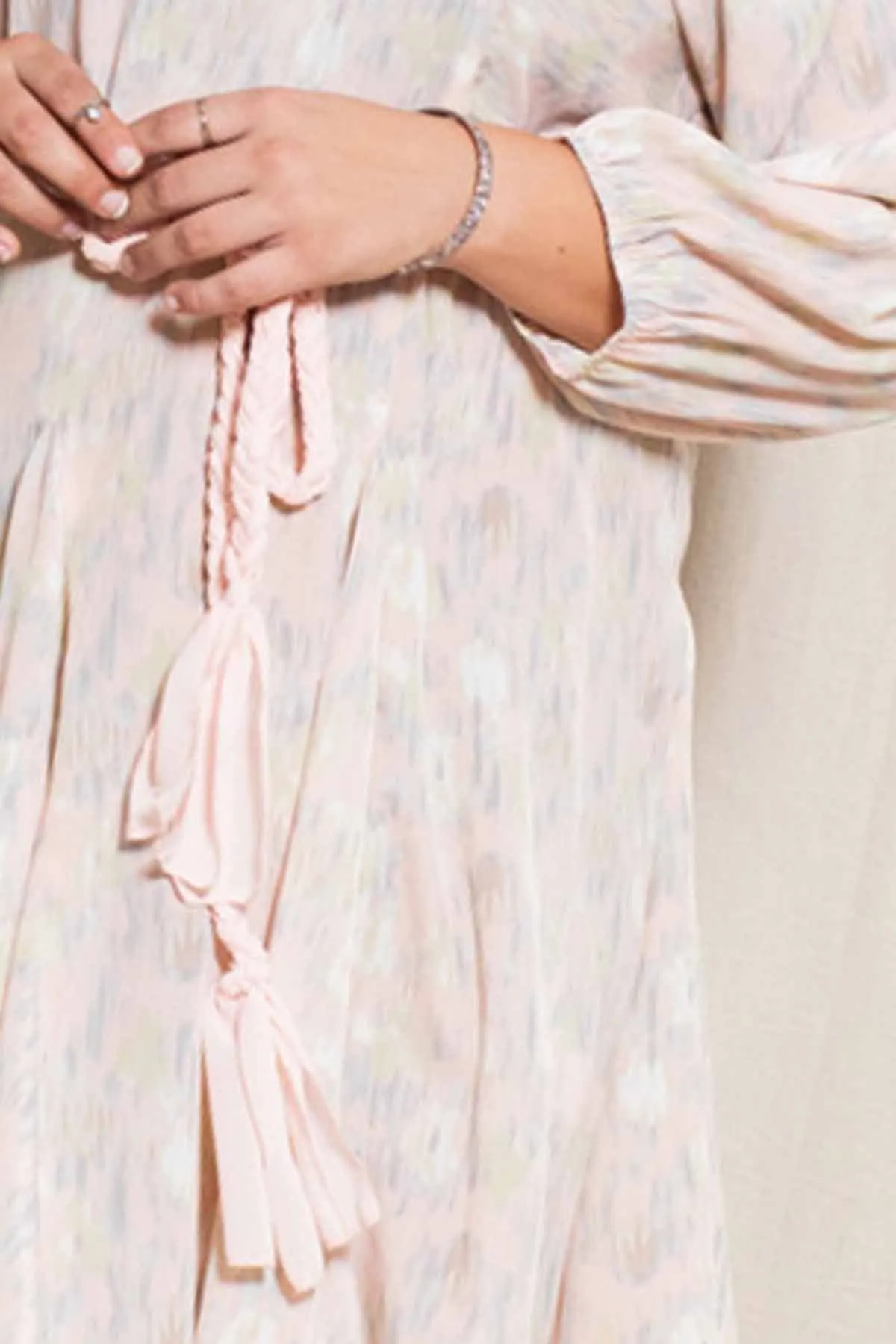 Pink Abstract Printed Mini Swing Woven Dress