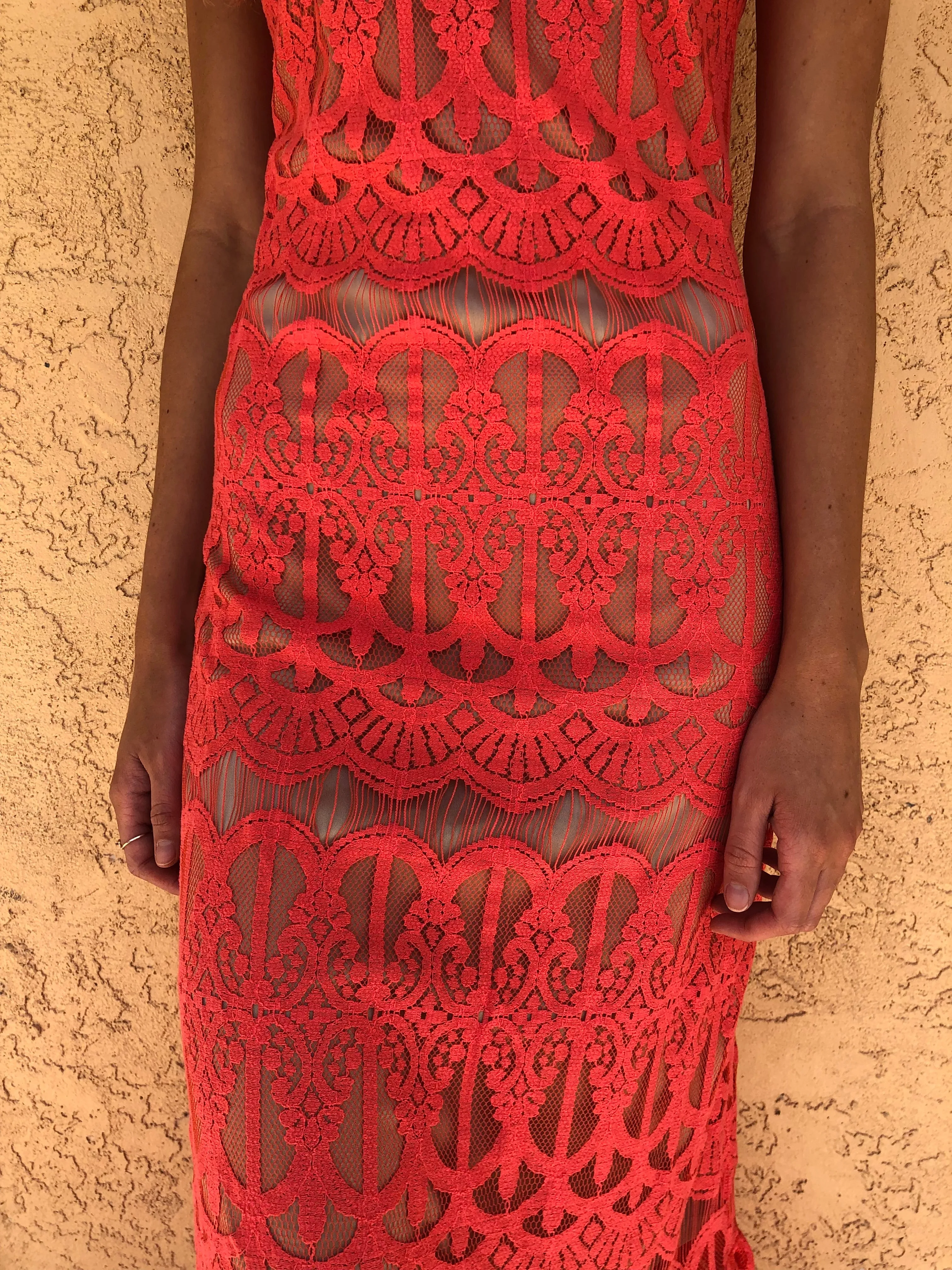 Pink and Cream Maxi Dress - XS
