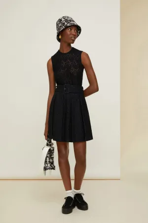 Pleated mini dress in eco lace