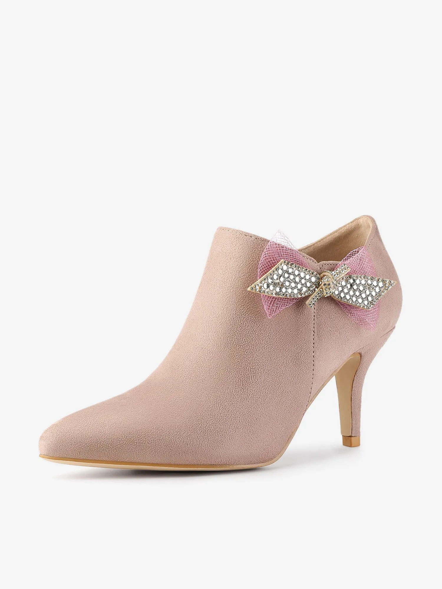 Pointed Toe Bow Decor Stiletto Heel Ankle Boots