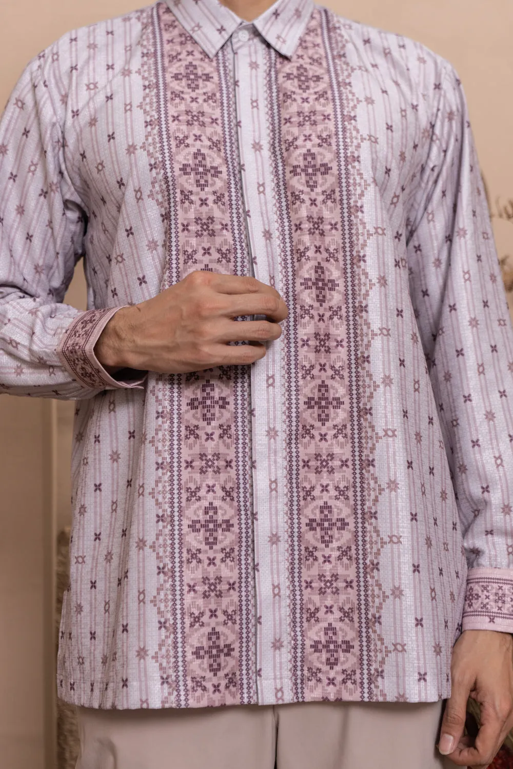 Pre Order - Kalola Long Shirt Men Peach Whip
