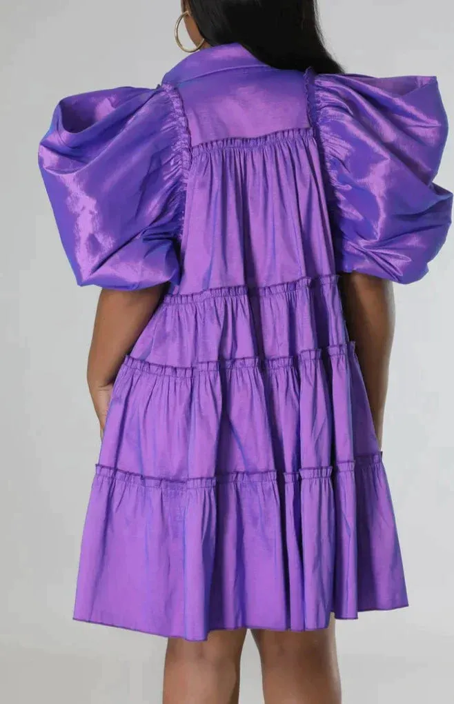 Puff Shoulder Babydoll Dress