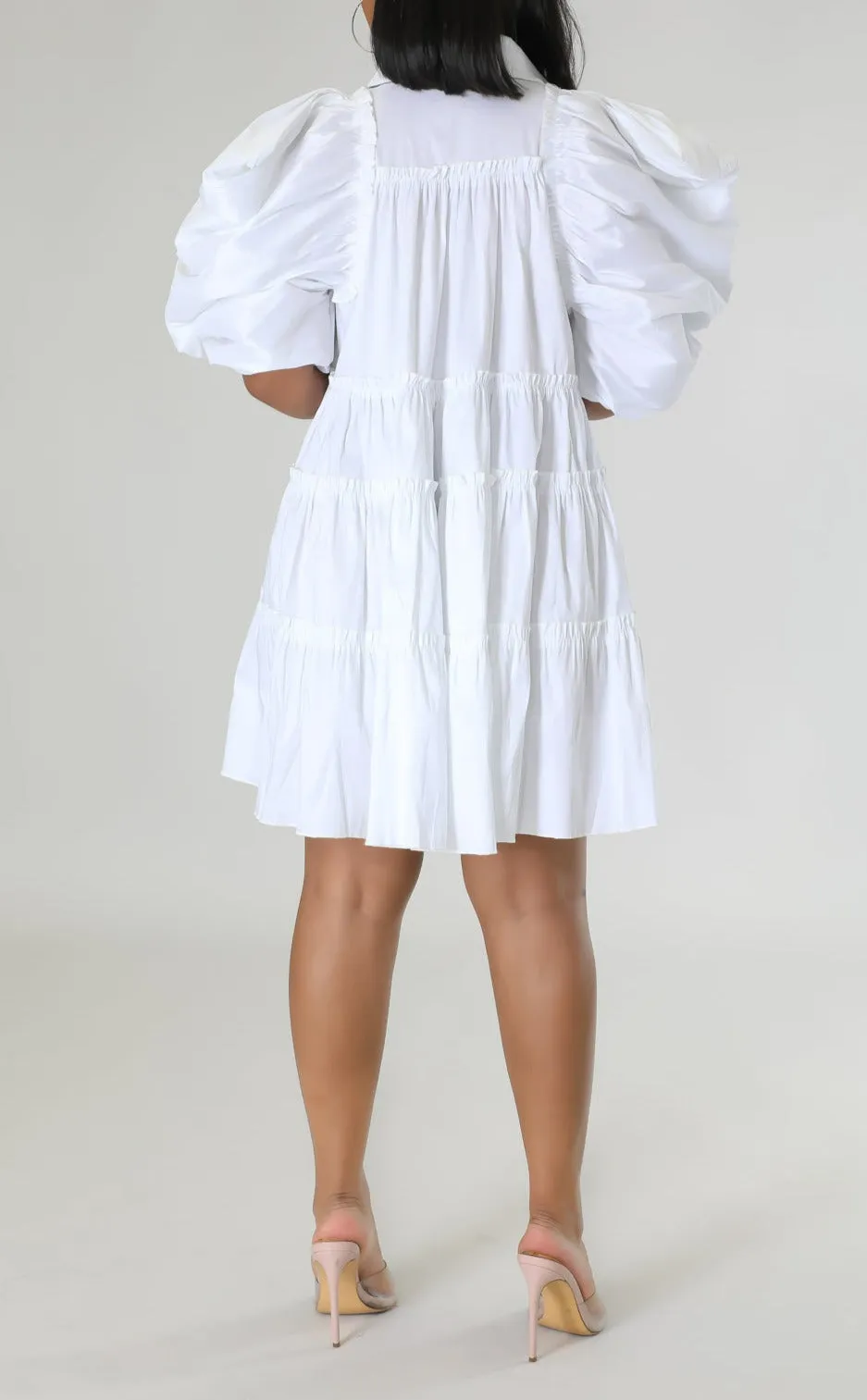 Puff Shoulder Babydoll Dress