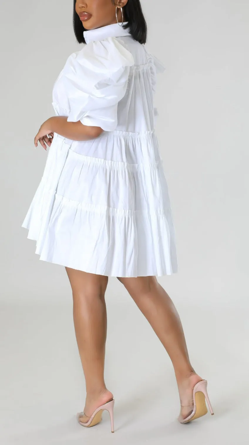 Puff Shoulder Babydoll Dress