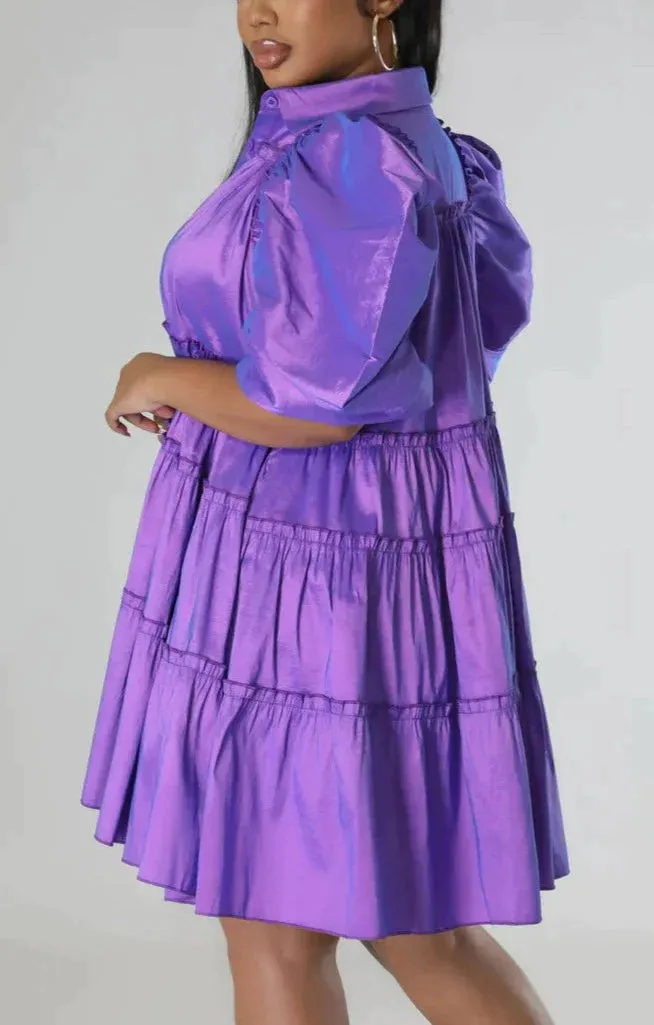 Puff Shoulder Babydoll Dress