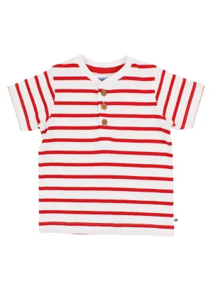 Red & White Stripe Henley Shirt