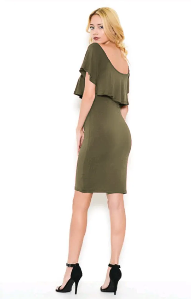 Ruffled Off Shoulder Bodycon Dress