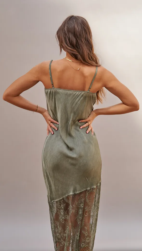 SANDRINE SLIP DRESS - KHAKI