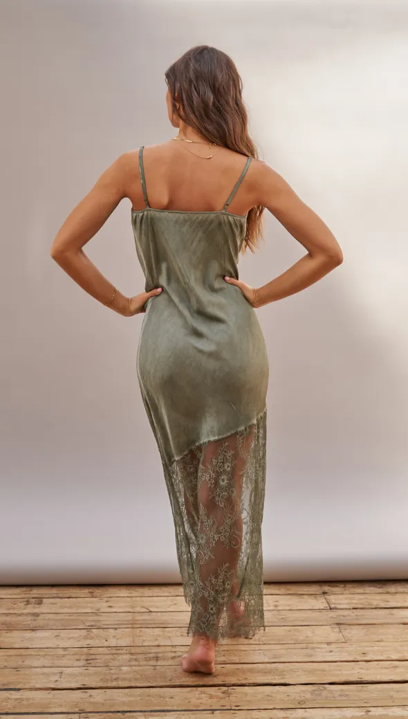 SANDRINE SLIP DRESS - KHAKI