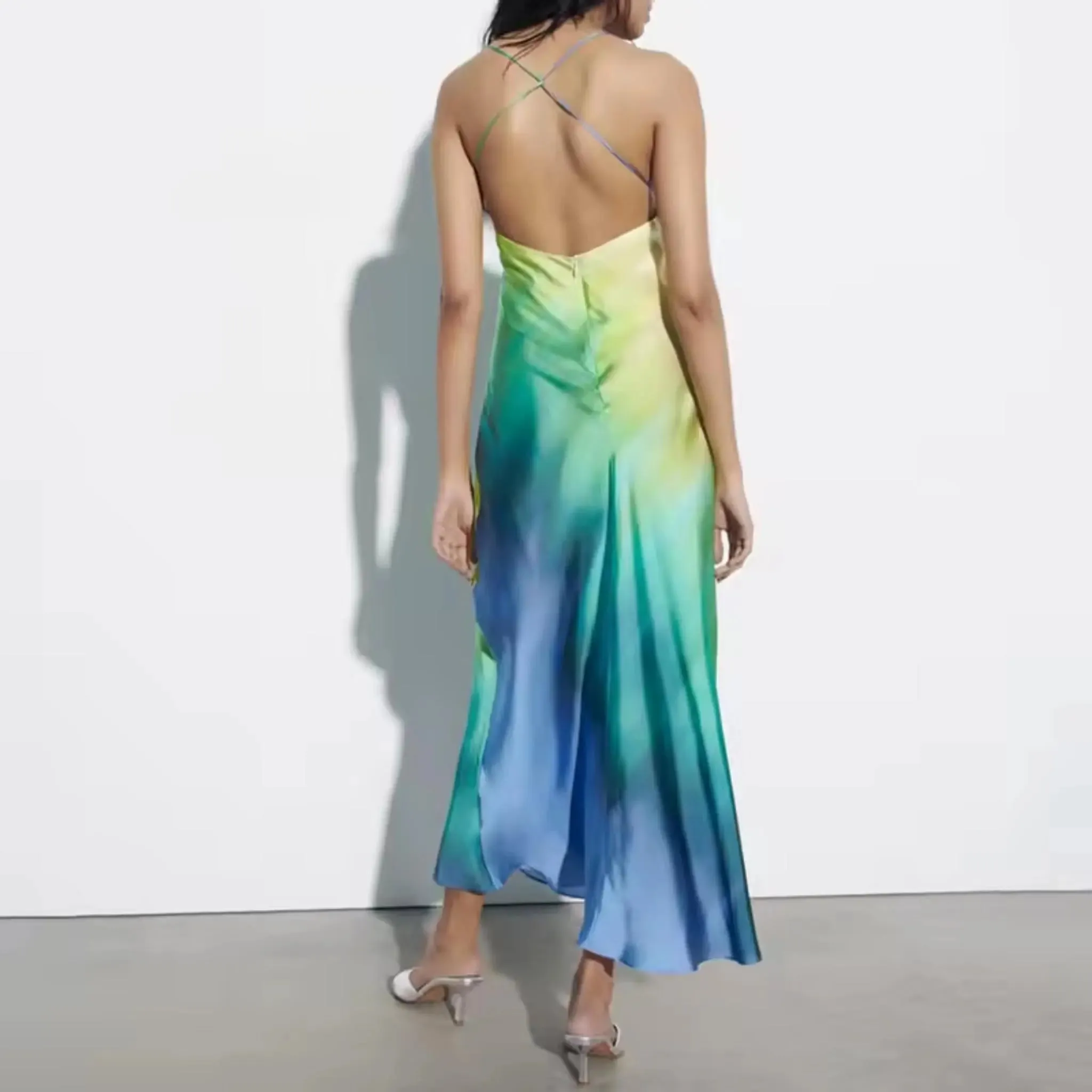 Satin Multicolor Slip Dress
