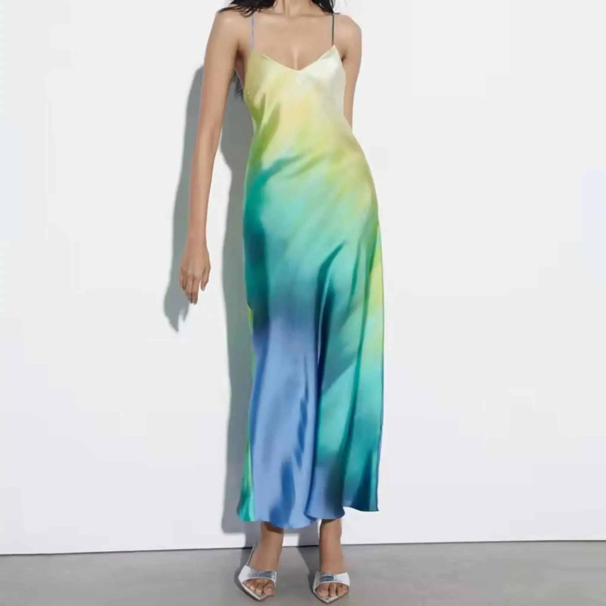 Satin Multicolor Slip Dress