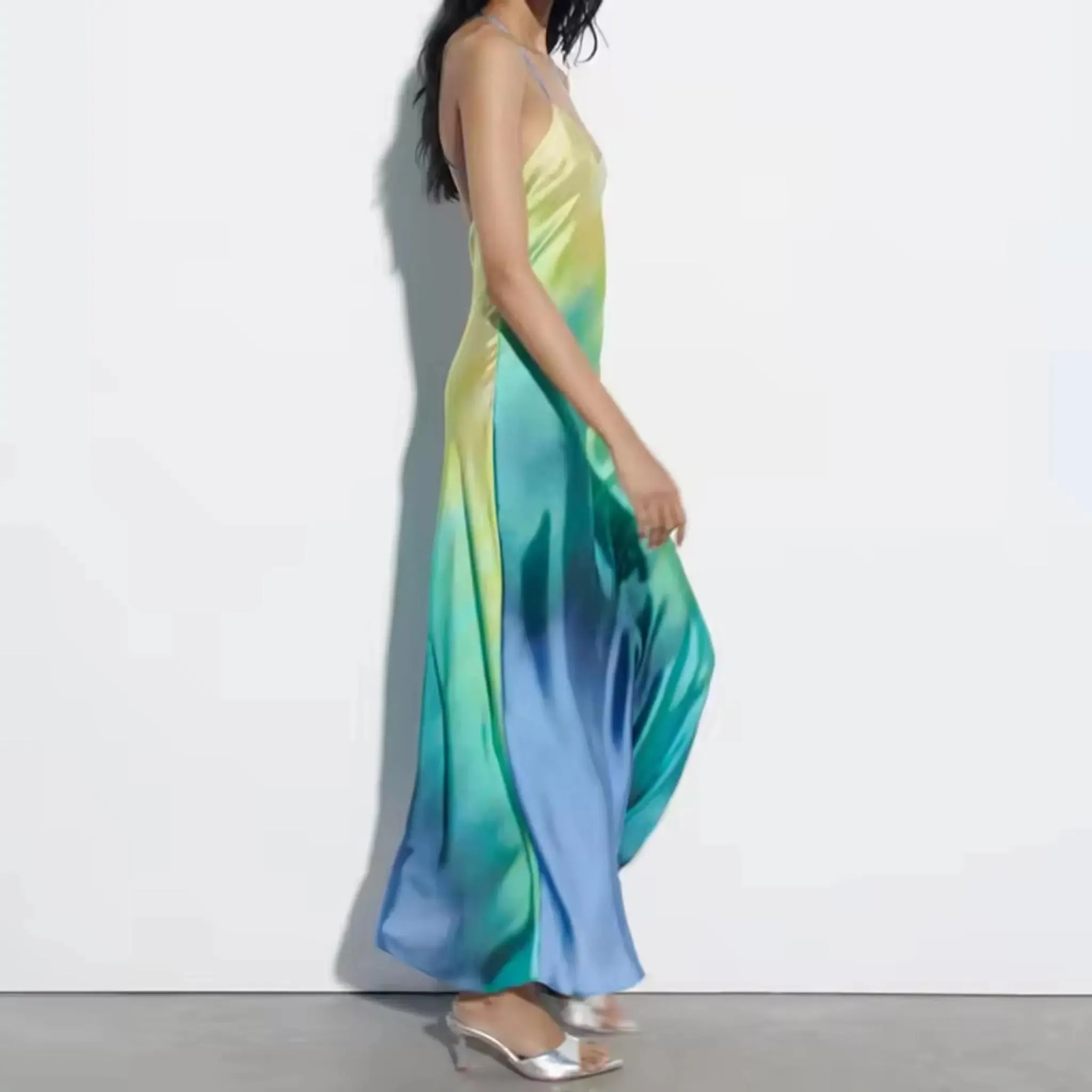 Satin Multicolor Slip Dress