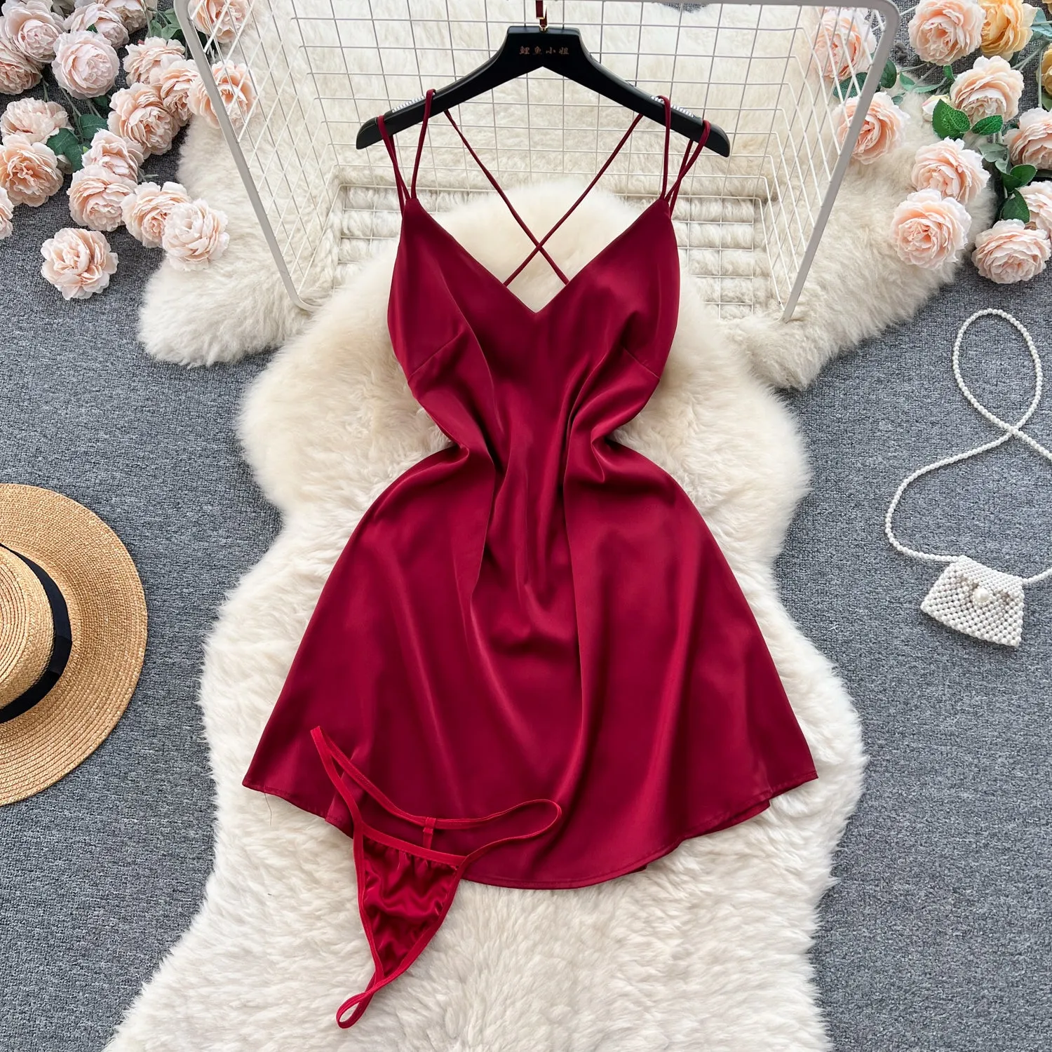 Sexy Backless Satin Slip Dress