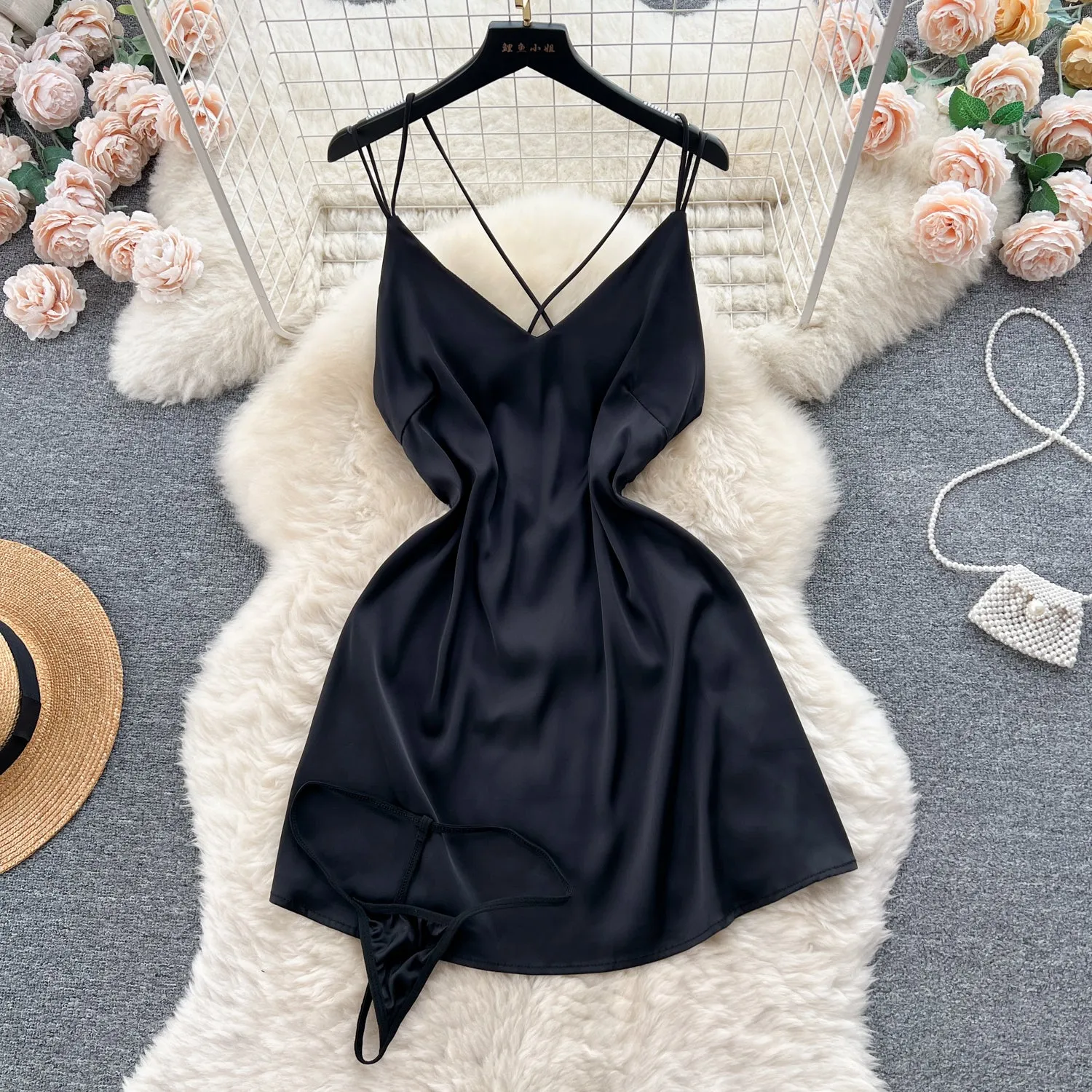 Sexy Backless Satin Slip Dress