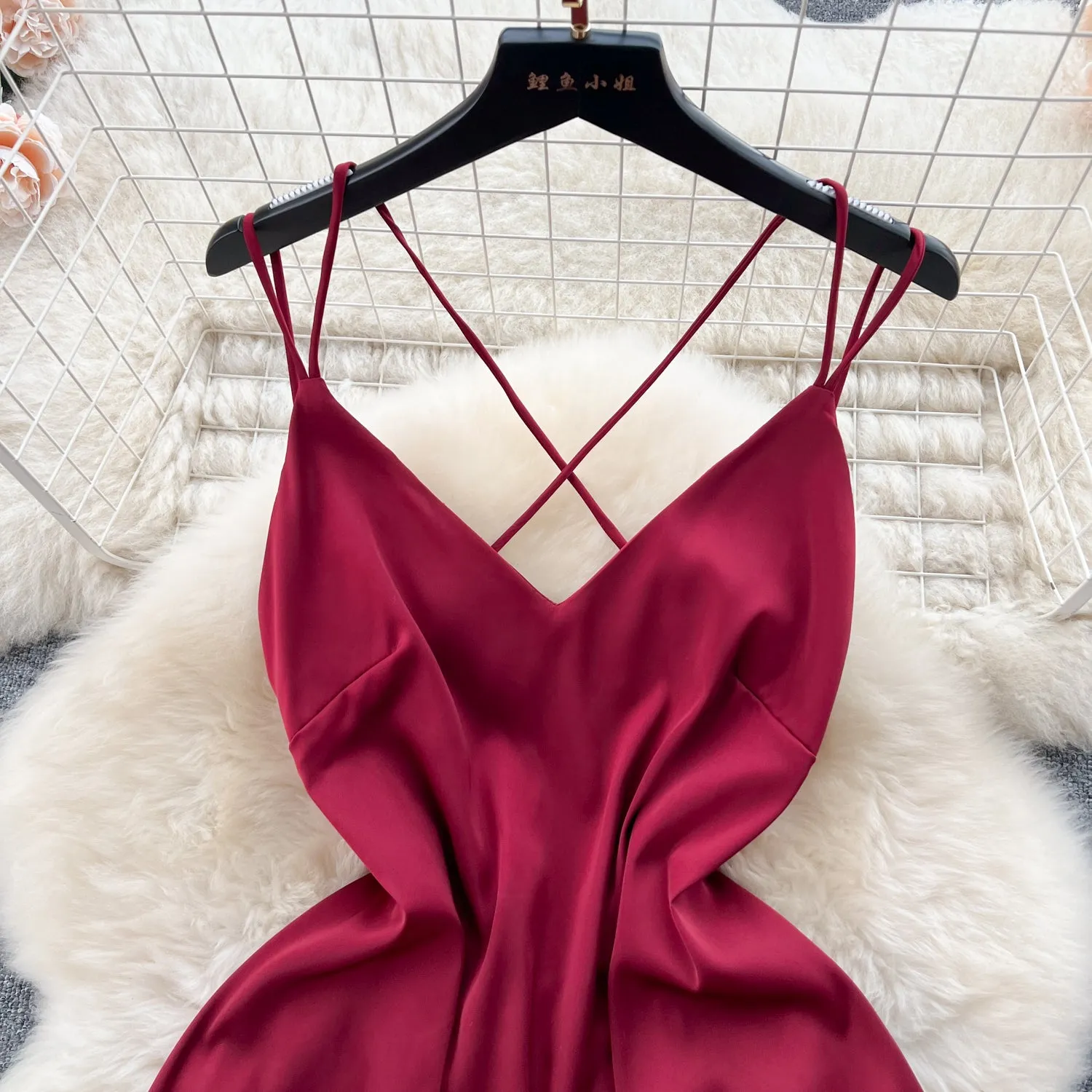 Sexy Backless Satin Slip Dress