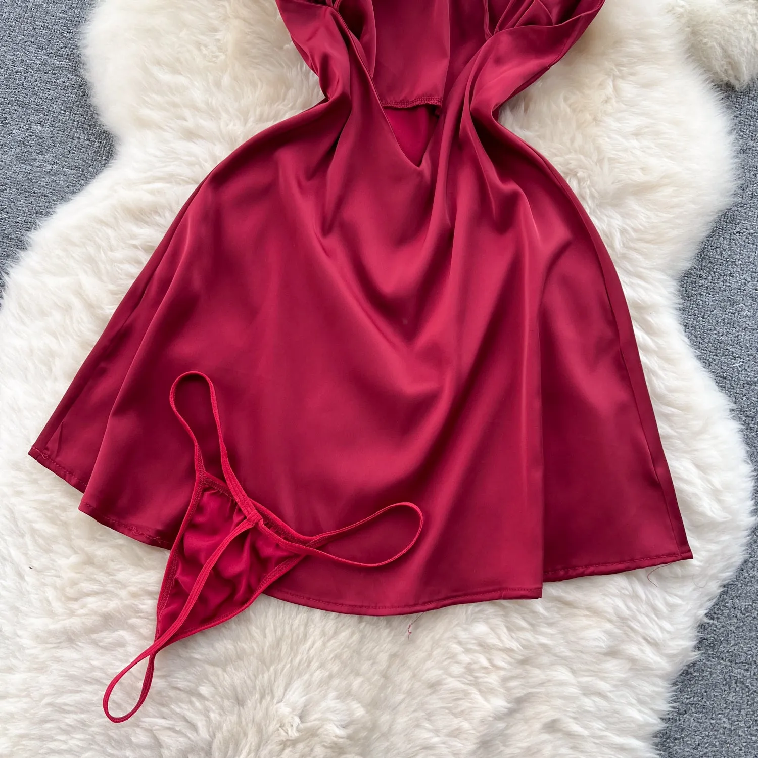 Sexy Backless Satin Slip Dress