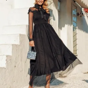 Sexy Black Transparent Mesh Lace Vintage Gothic Dress