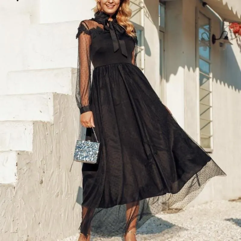 Sexy Black Transparent Mesh Lace Vintage Gothic Dress