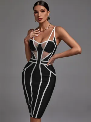 Sexy Mesh Insert Bandage Dress