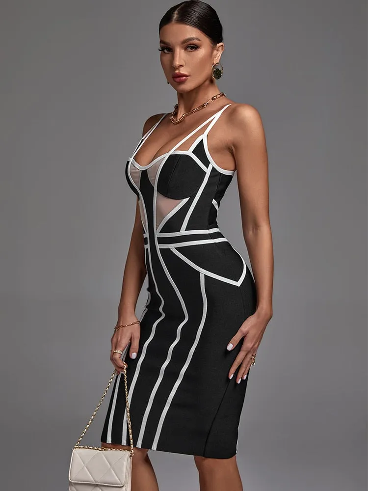 Sexy Mesh Insert Bandage Dress