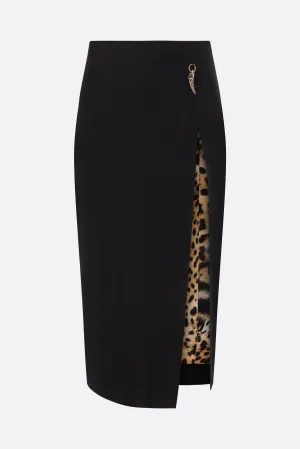 Side-Slit Cady Midi Skirt
