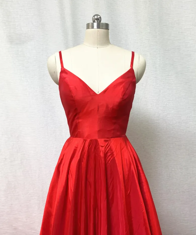 Simple Criss Cross Back Red Prom Dress