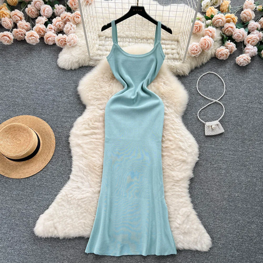 Simple Design Slim Knitted Dress