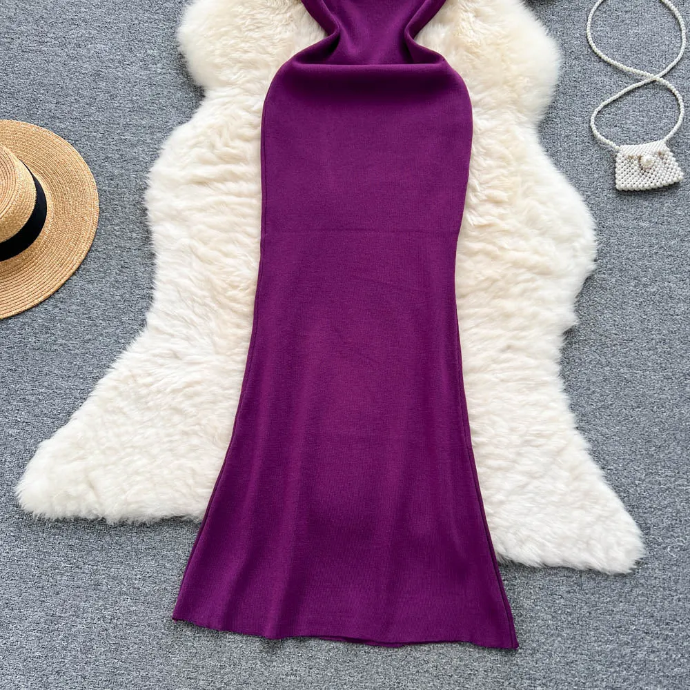 Simple Design Slim Knitted Dress