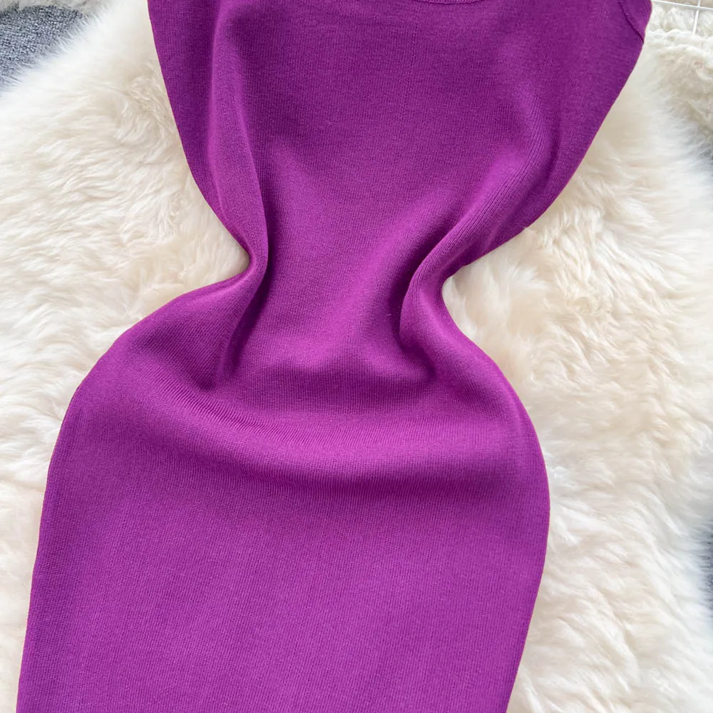 Simple Design Slim Knitted Dress
