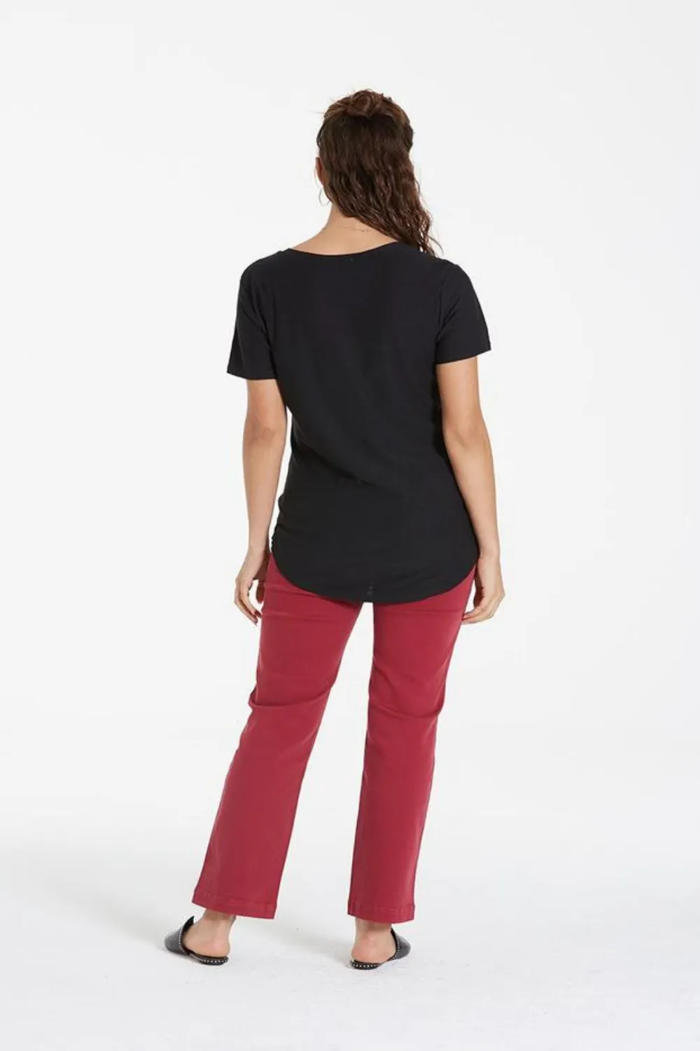 SLUB V-NECK TOP | BLACK