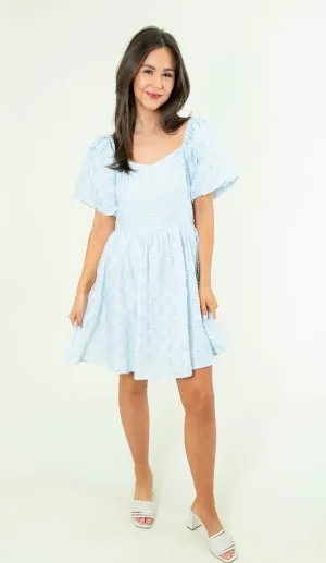 Square Neck Textured Babydoll Dress