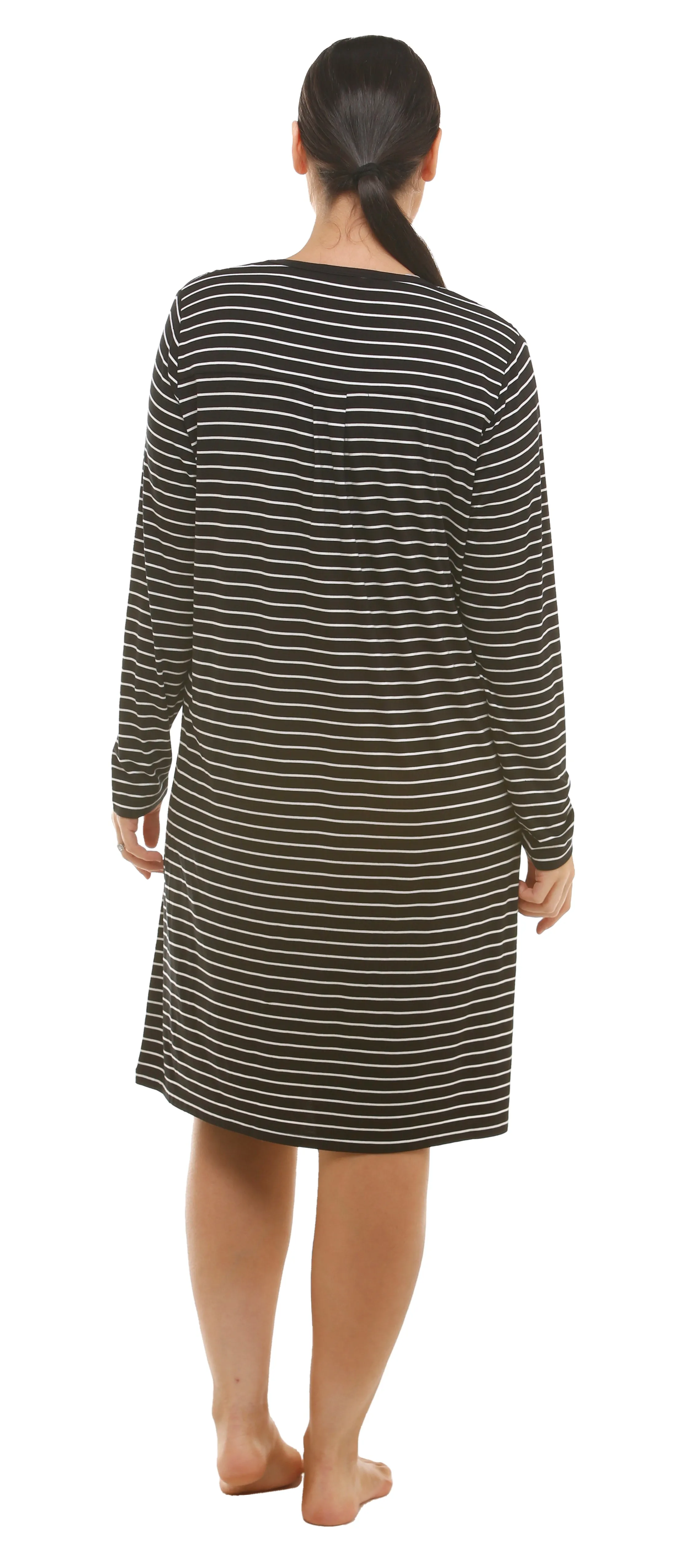 Stripe Long Sleeve Dress Black
