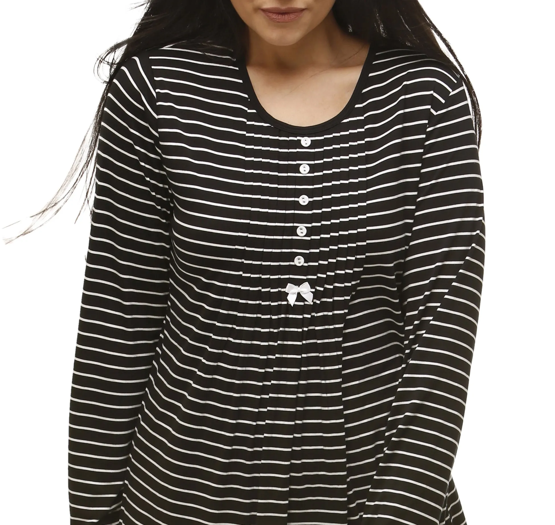 Stripe Long Sleeve Dress Black