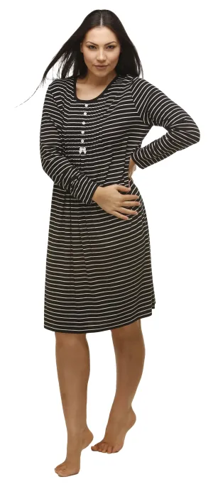 Stripe Long Sleeve Dress Black