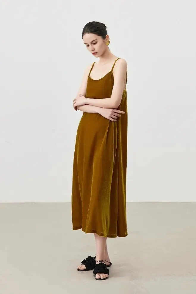 Summer Bakcless Silk Lined Velvet Slip Dress