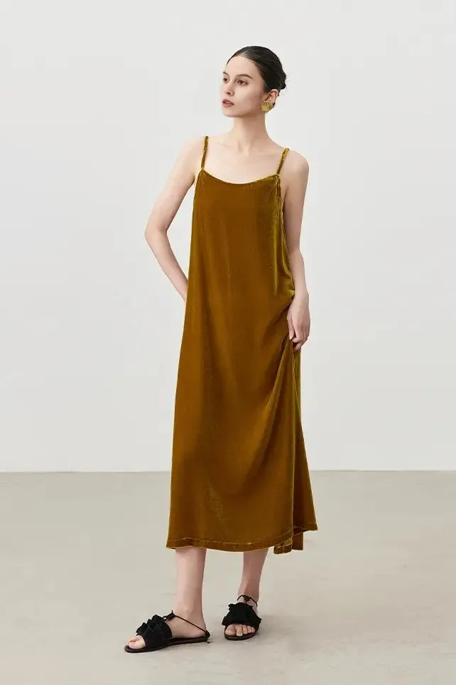 Summer Bakcless Silk Lined Velvet Slip Dress