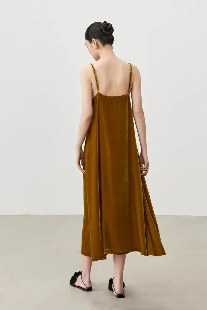 Summer Bakcless Silk Lined Velvet Slip Dress