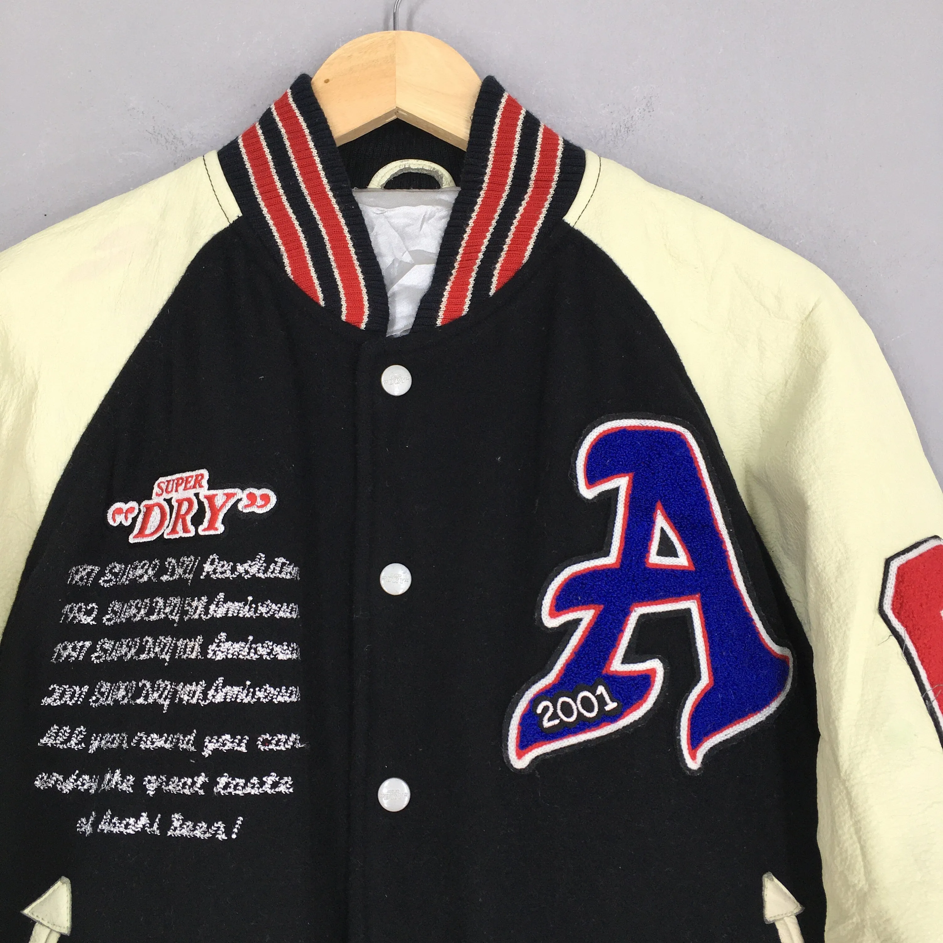 Superdry Japan Varsity Wool Leather Jacket Large